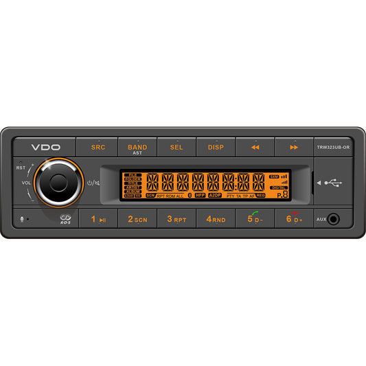 VDO 24V Radio w/FM RDS Tuner MP3/WMA/USB/Bluetooth - Orange Illumination [TRW323UB-OR]