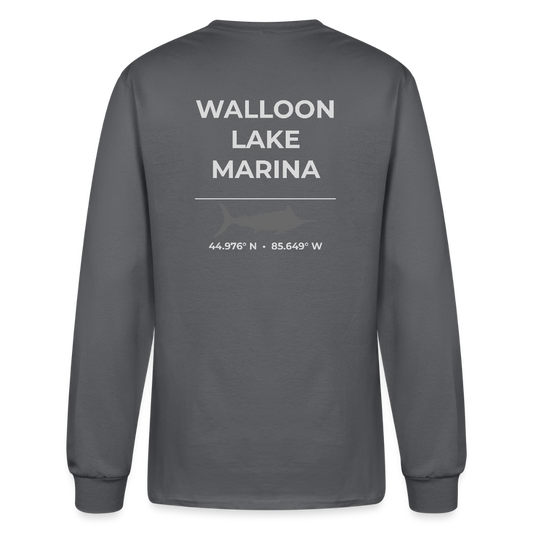WALLOON LAKE MARINA LONG SLEEVE T-SHIRT - charcoal