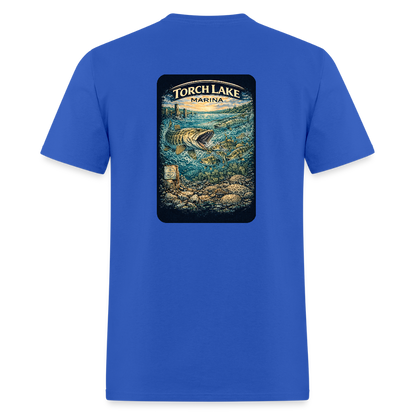 Torch Lake Marina T-Shirt | Michigan Inland Water Heritage - royal blue