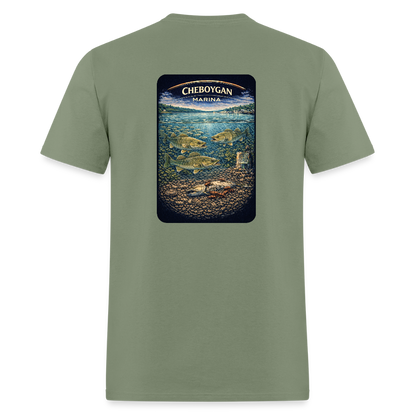 Cheboygan Marina T-Shirt | Michigan Marina Series - military green