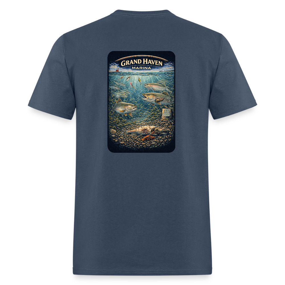 Grand Haven Marina T-Shirt | Michigan Marina Series -  blue dusk