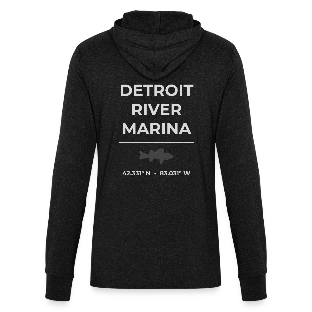 DETROIT RIVER MARINA LONG SLEEVE HOODED TEE - heather black