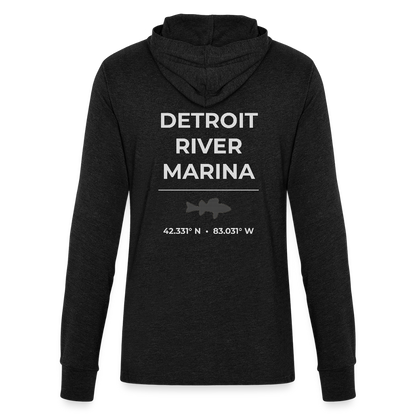 DETROIT RIVER MARINA LONG SLEEVE HOODED TEE - heather black