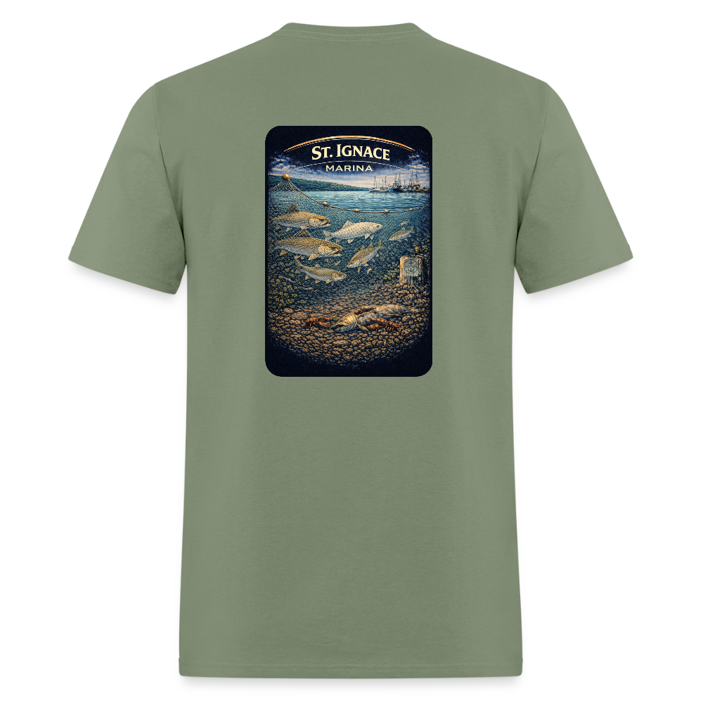 St. Ignace Marina T-Shirt | Michigan Marina Series - military green