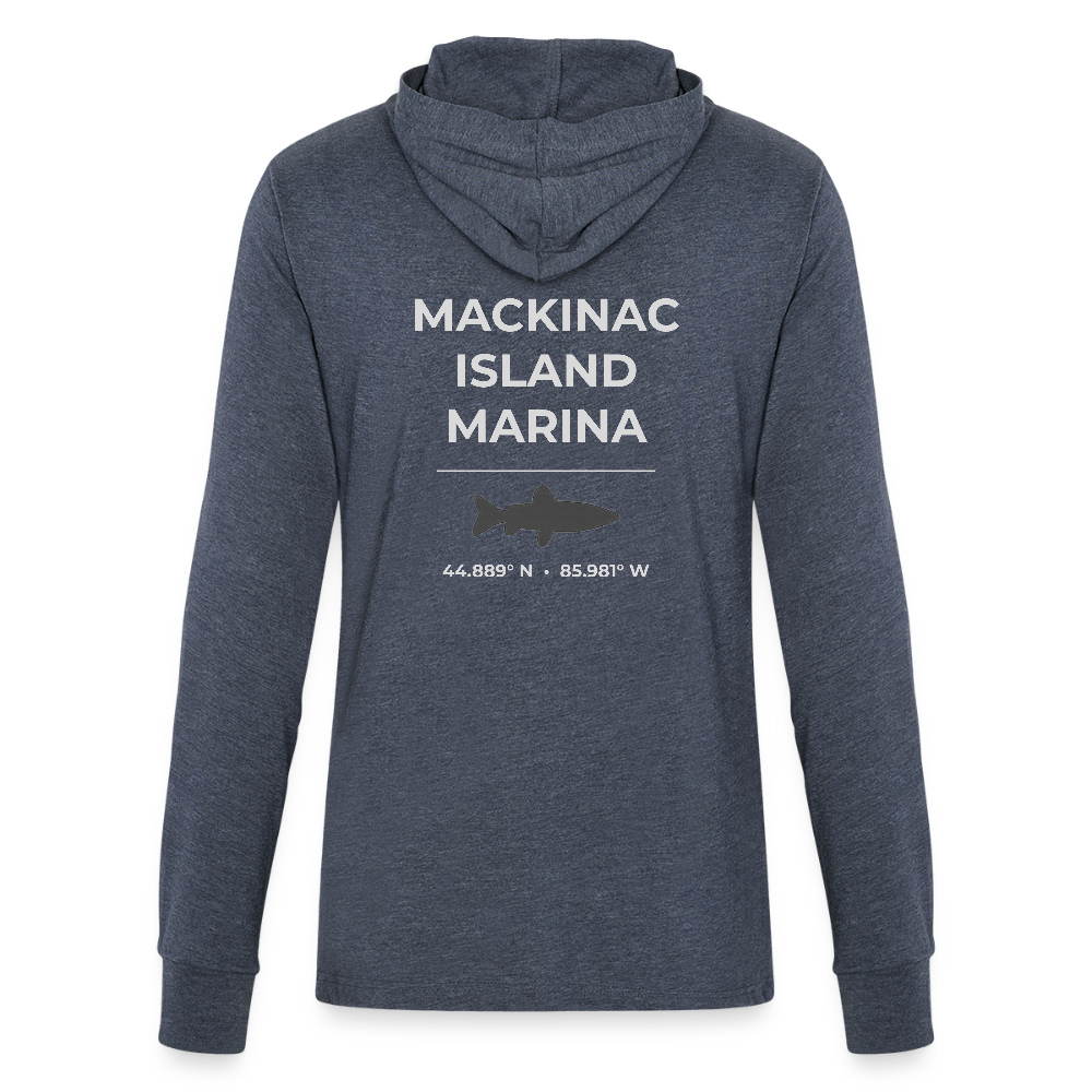 MACKINAC ISLAND MARINA LONG SLEEVE HOODED TEE - heather navy