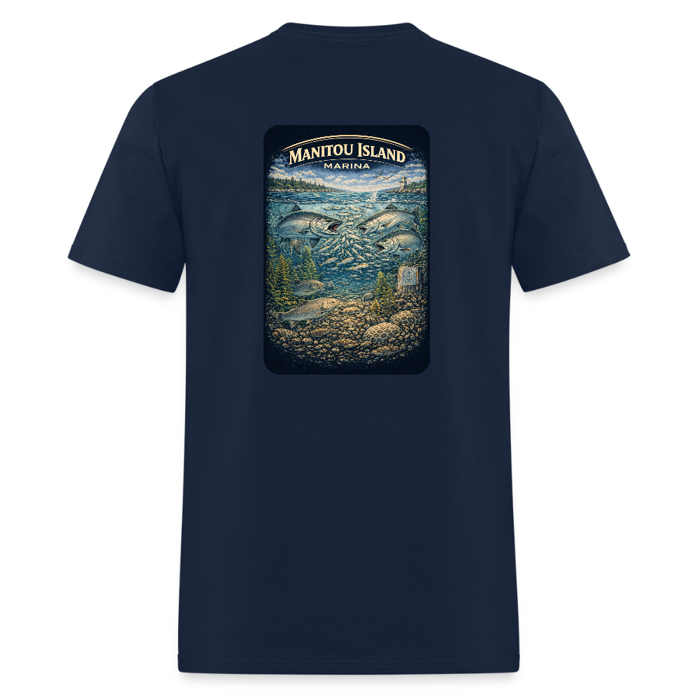 Manitou Island Marina T-Shirt | Michigan Marina Series - navy