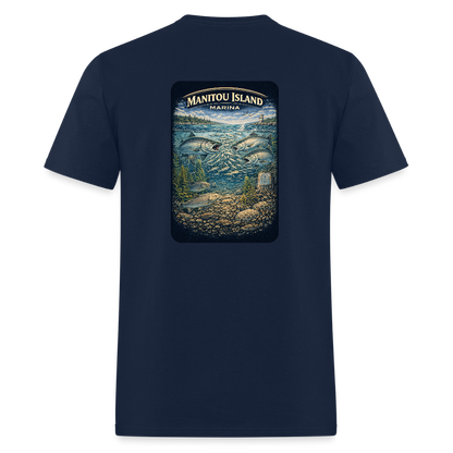 Manitou Island Marina T-Shirt | Michigan Marina Series - navy