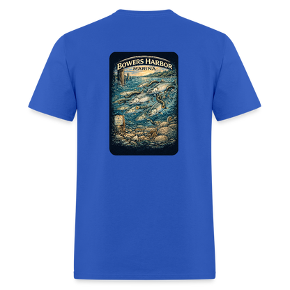 Bowers Harbor Marina T-Shirt | Lake Michigan Coastal Heritage - royal blue