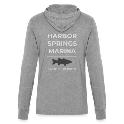 HARBOR SPRINGS MARINA LONG SLEEVE HOODED TEE - heather grey