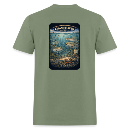 Grand Haven Marina T-Shirt | Michigan Marina Series - military green