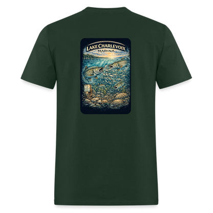 Lake Charlevoix Marina T-Shirt | Michigan Inland Water Heritage - forest green