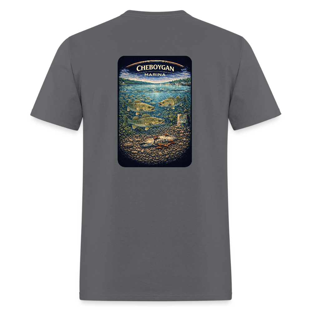Cheboygan Marina T-Shirt | Michigan Marina Series - charcoal