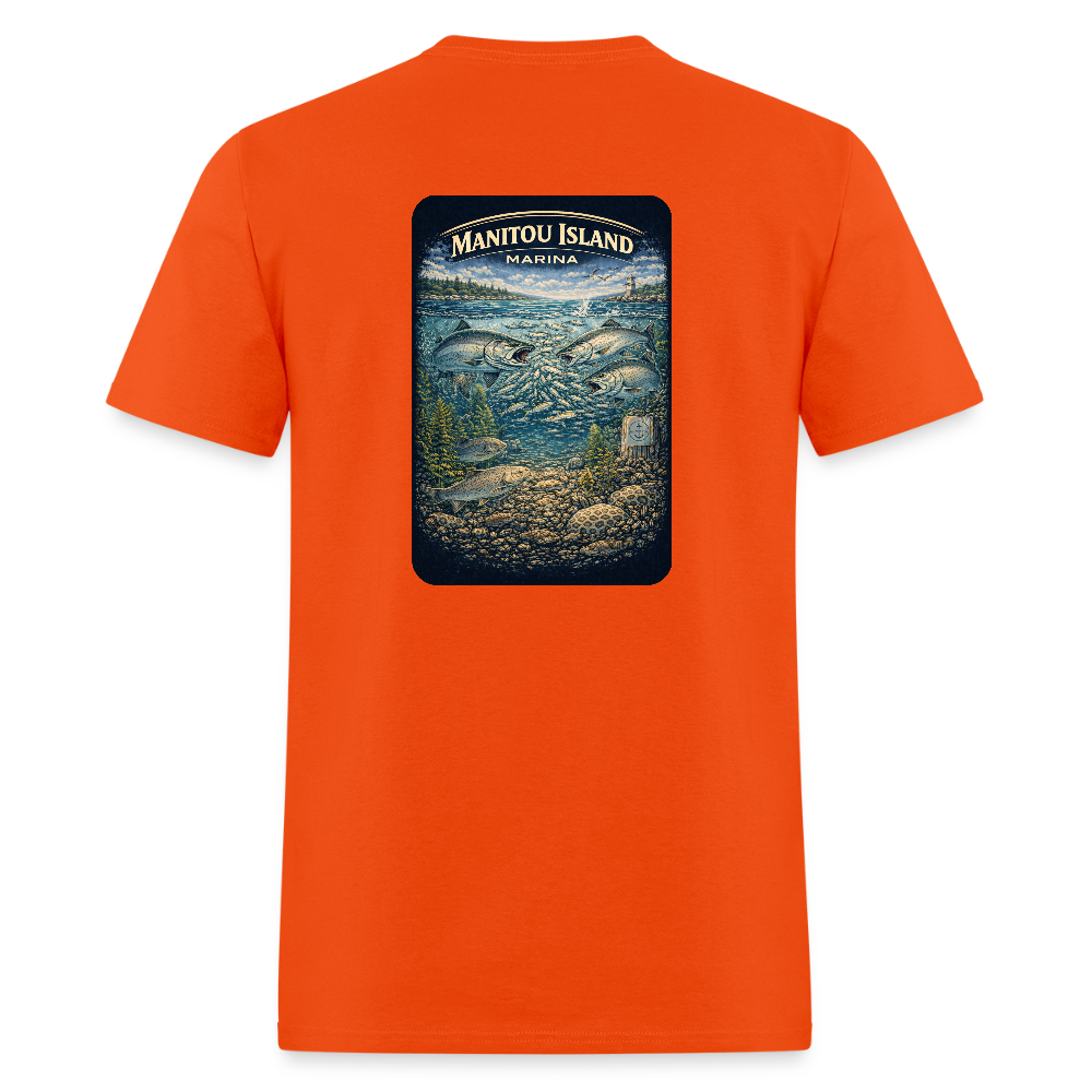 Manitou Island Marina T-Shirt | Michigan Marina Series - orange
