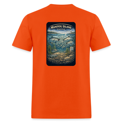 Manitou Island Marina T-Shirt | Michigan Marina Series - orange