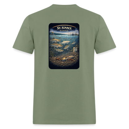 St. Ignace Marina T-Shirt | Michigan Marina Series - military green