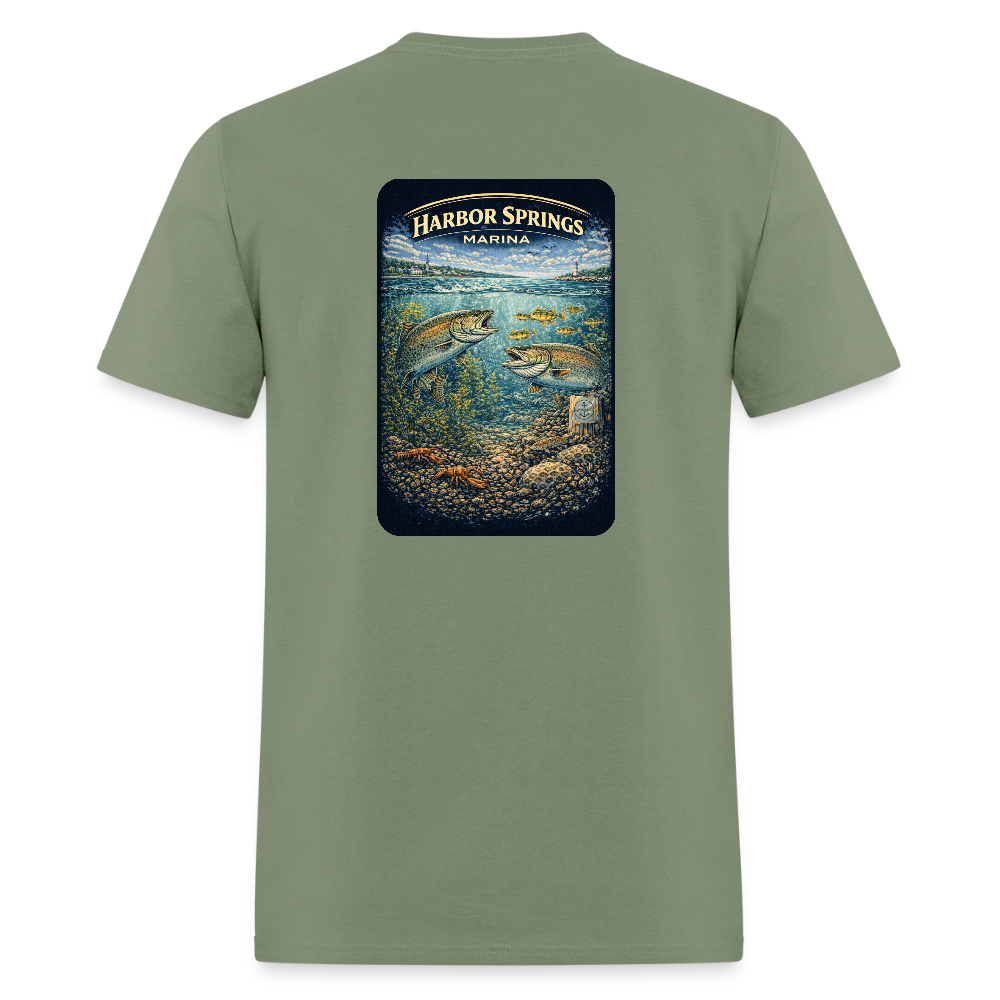 Harbor Springs Marina T-Shirt | Michigan Marina Series - military green