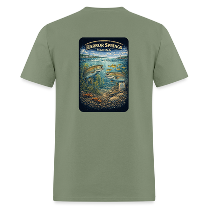 Harbor Springs Marina T-Shirt | Michigan Marina Series - military green