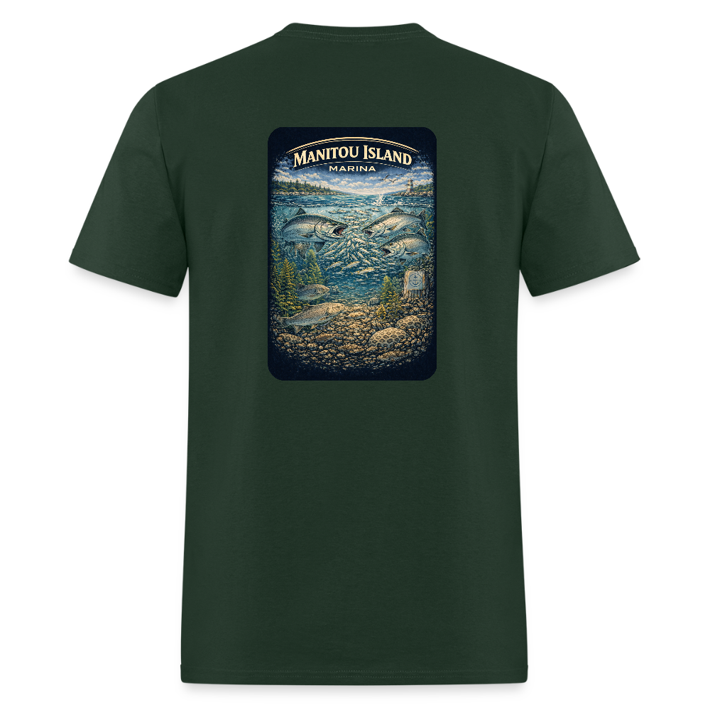 Manitou Island Marina T-Shirt | Michigan Marina Series - forest green