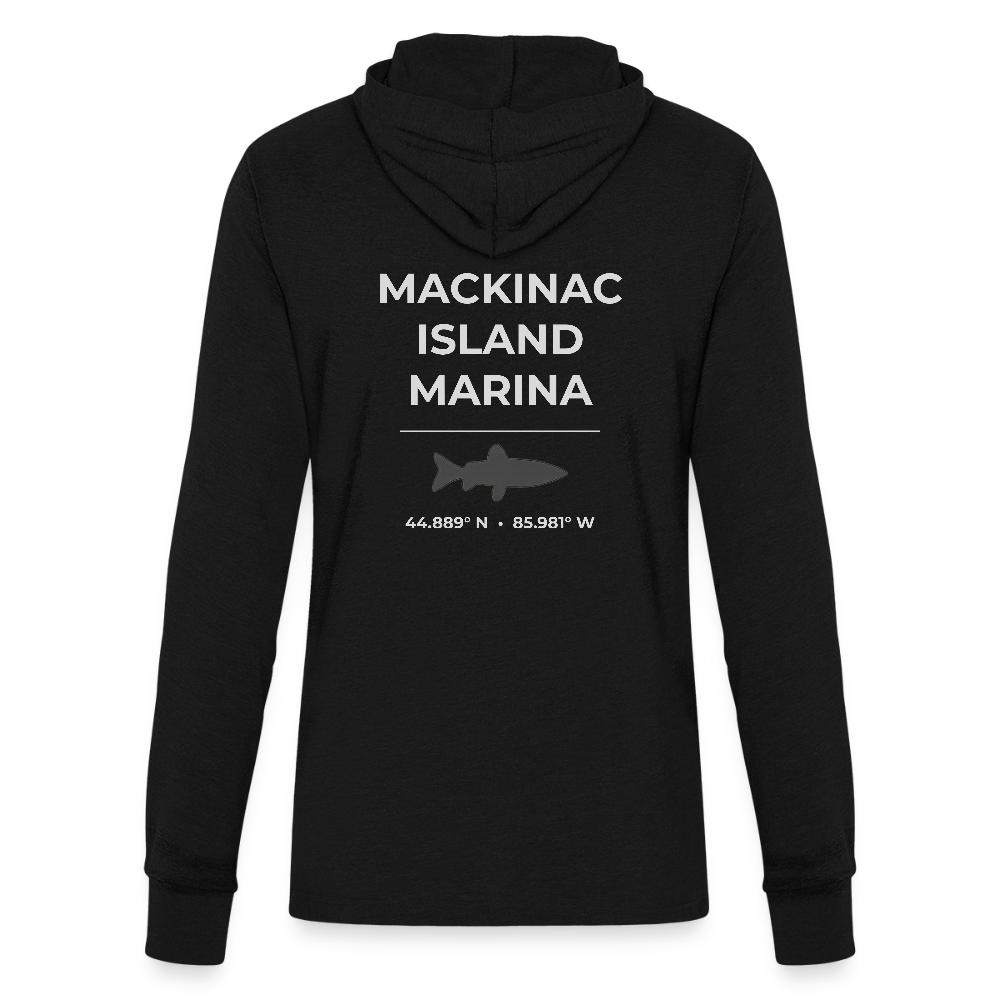 MACKINAC ISLAND MARINA LONG SLEEVE HOODED TEE - black