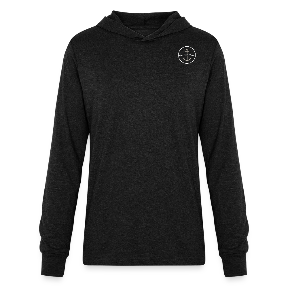 GROSSE POINTE MARINA LONG SLEEVE HOODED TEE - heather black