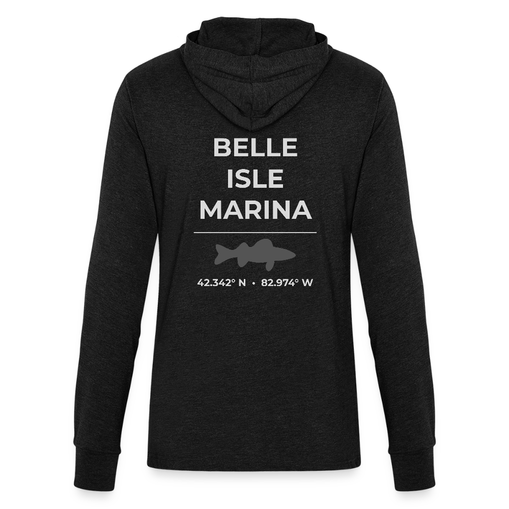 BELLE ISLE MARINA LONG SLEEVE HOODED TEE - heather black