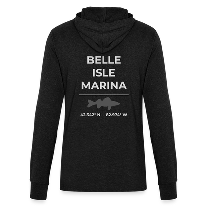 BELLE ISLE MARINA LONG SLEEVE HOODED TEE - heather black