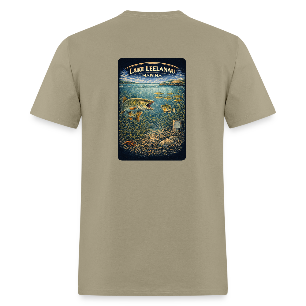 Lake Leelanau Marina T-Shirt | Michigan Marina Series - khaki