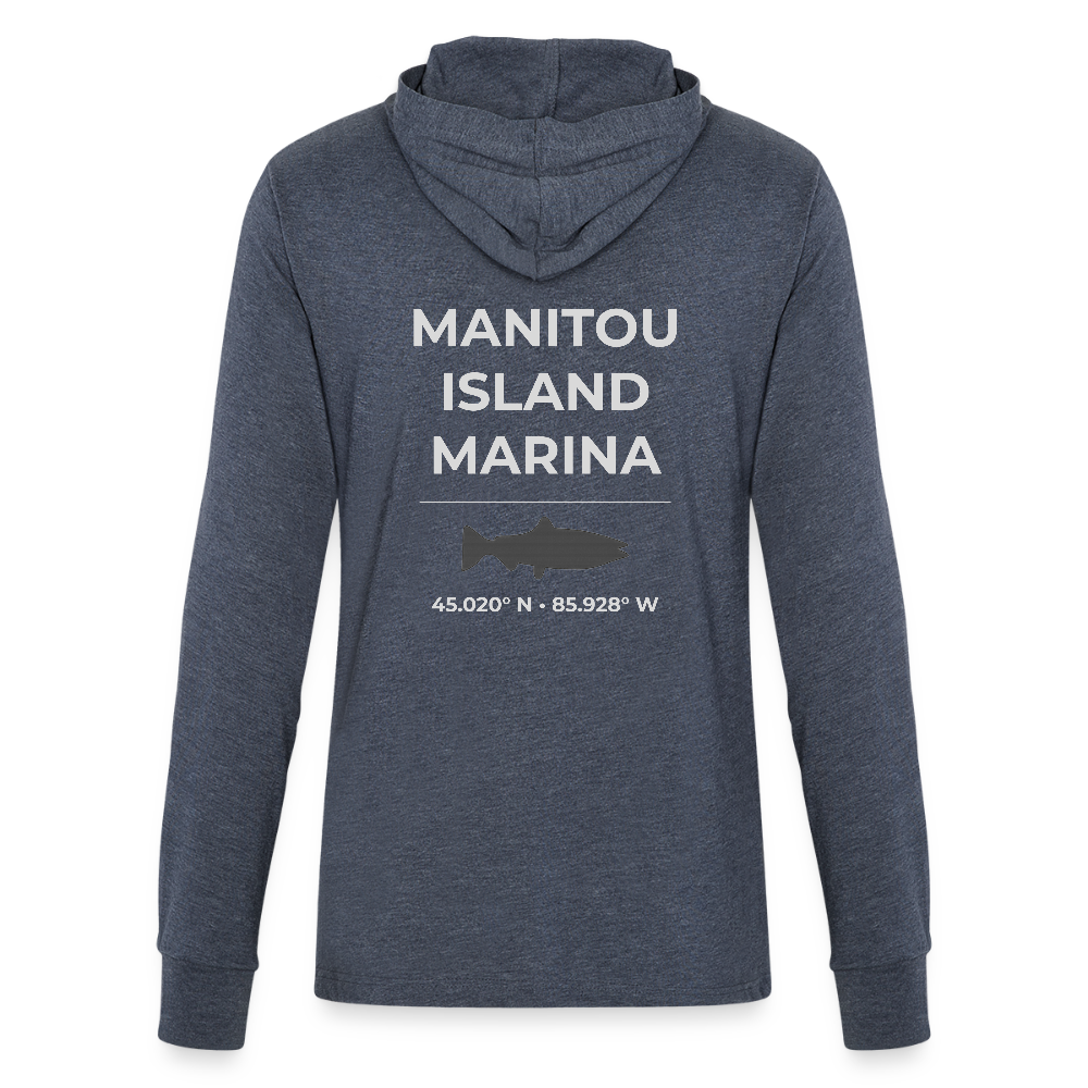 MANITOU ISLAND MARINA LONG SLEEVE HOODED TEE - heather navy