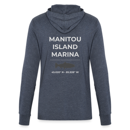 MANITOU ISLAND MARINA LONG SLEEVE HOODED TEE - heather navy
