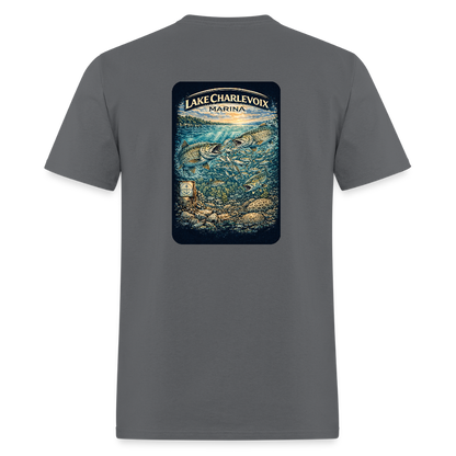 Lake Charlevoix Marina T-Shirt | Michigan Inland Water Heritage - charcoal