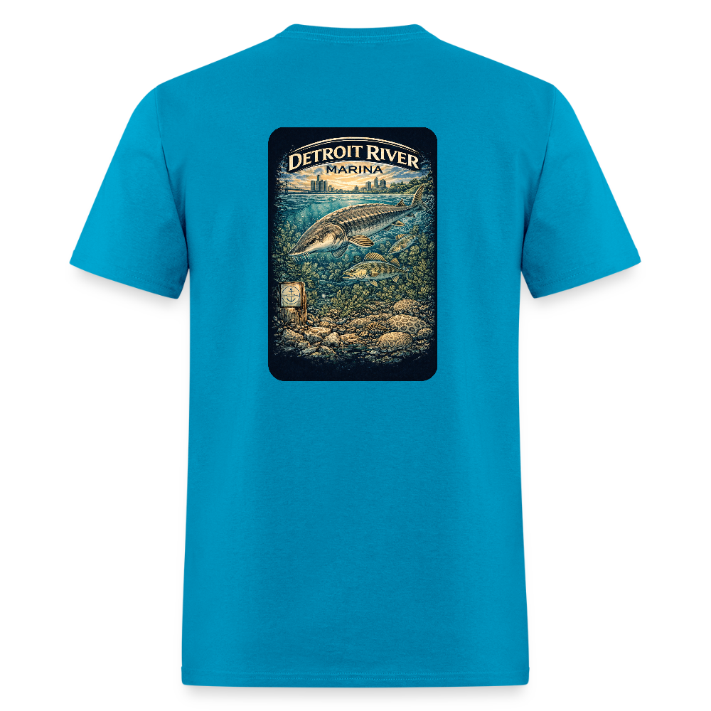 Detroit River Marina T-Shirt | Michigan Waterway Heritage - turquoise