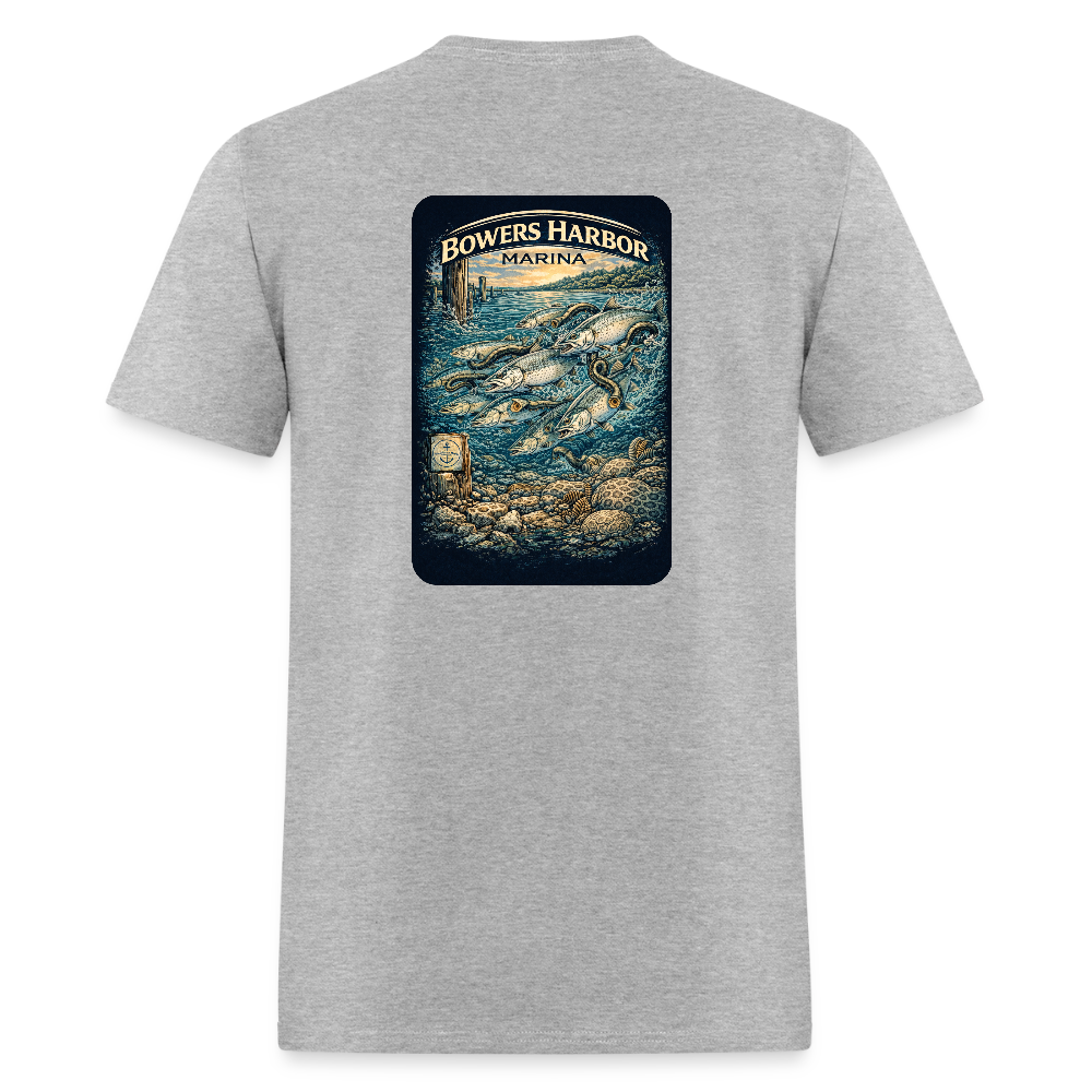 Bowers Harbor Marina T-Shirt | Lake Michigan Coastal Heritage - heather gray
