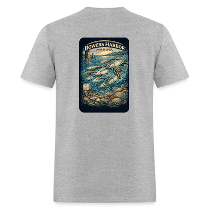 Bowers Harbor Marina T-Shirt | Lake Michigan Coastal Heritage - heather gray