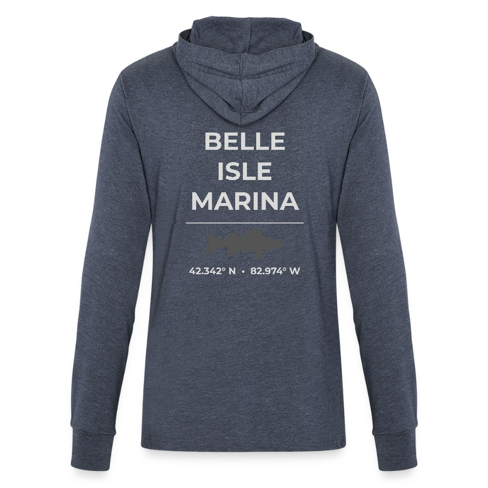BELLE ISLE MARINA LONG SLEEVE HOODED TEE - heather navy
