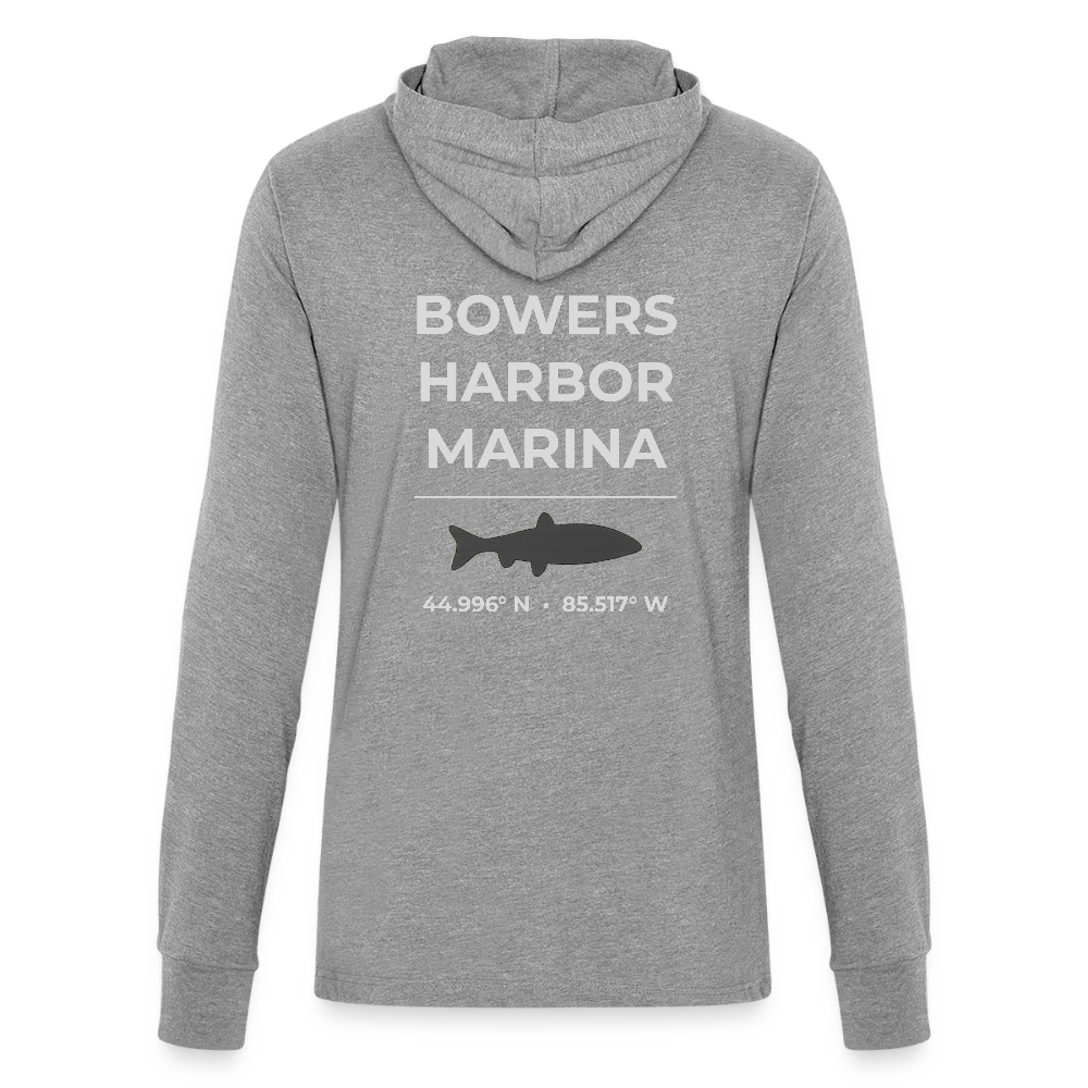 BOWERS HARBOR MARINA LONG SLEEVE HOODED TEE - heather grey