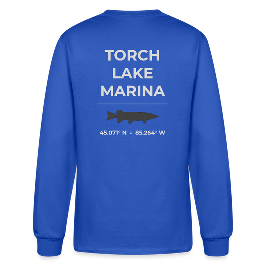 TORCH LAKE MARINA LONG SLEEVE T-SHIRT - royal blue