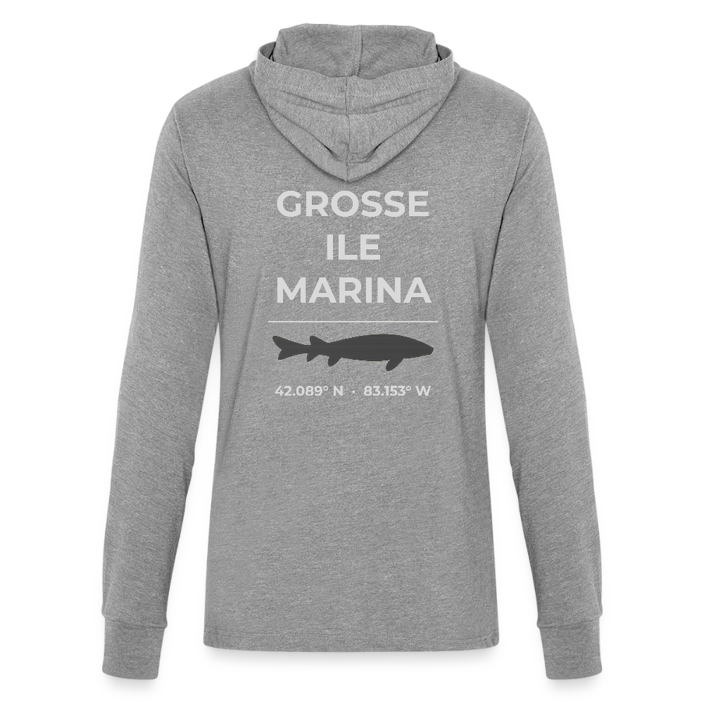GROSSE ILE MARINA LONG SLEEVE HOODED TEE - heather grey