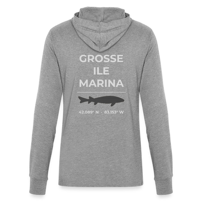 GROSSE ILE MARINA LONG SLEEVE HOODED TEE - heather grey