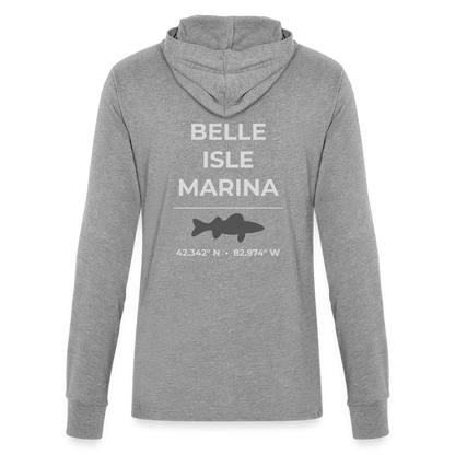 BELLE ISLE MARINA LONG SLEEVE HOODED TEE - heather grey