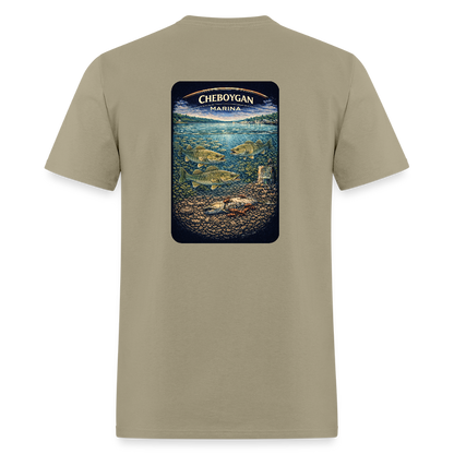 Cheboygan Marina T-Shirt | Michigan Marina Series - khaki