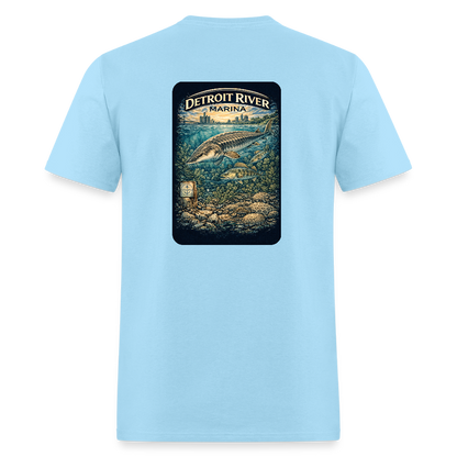 Detroit River Marina T-Shirt | Michigan Waterway Heritage - powder blue