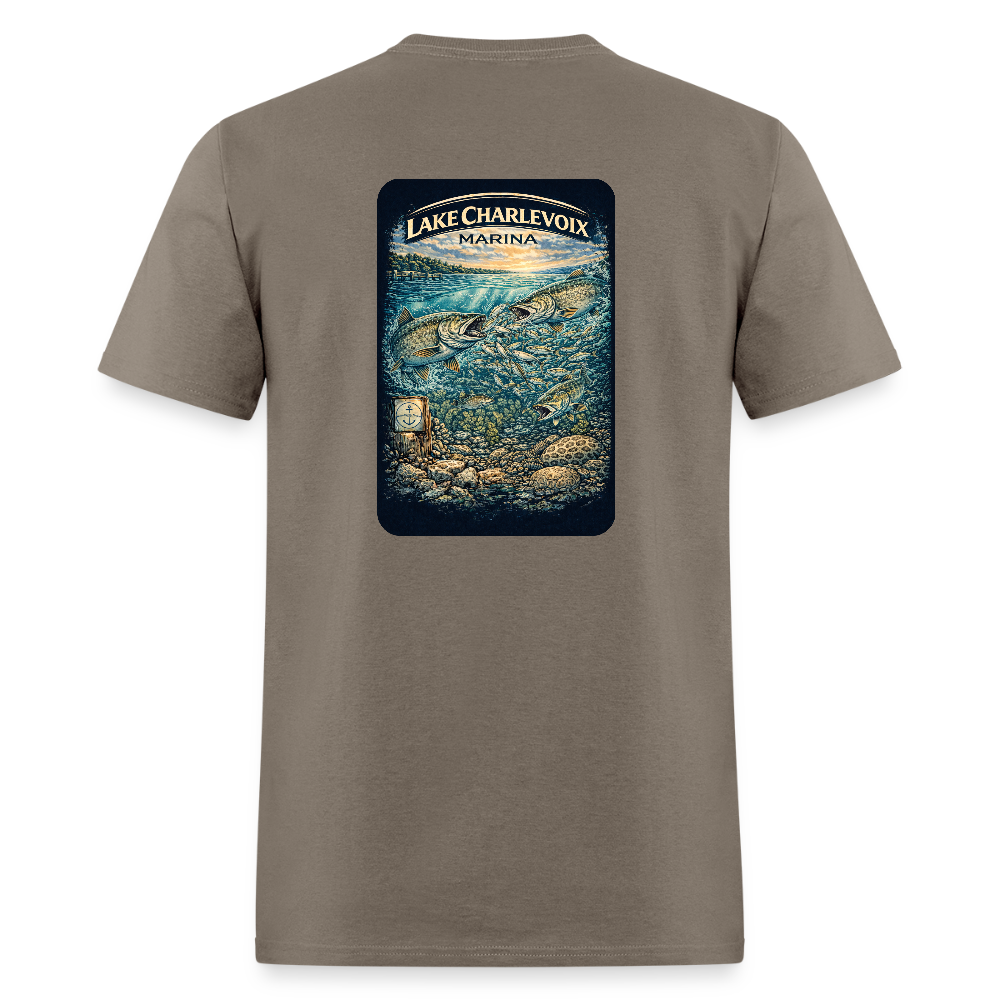 Lake Charlevoix Marina T-Shirt | Michigan Inland Water Heritage - safari