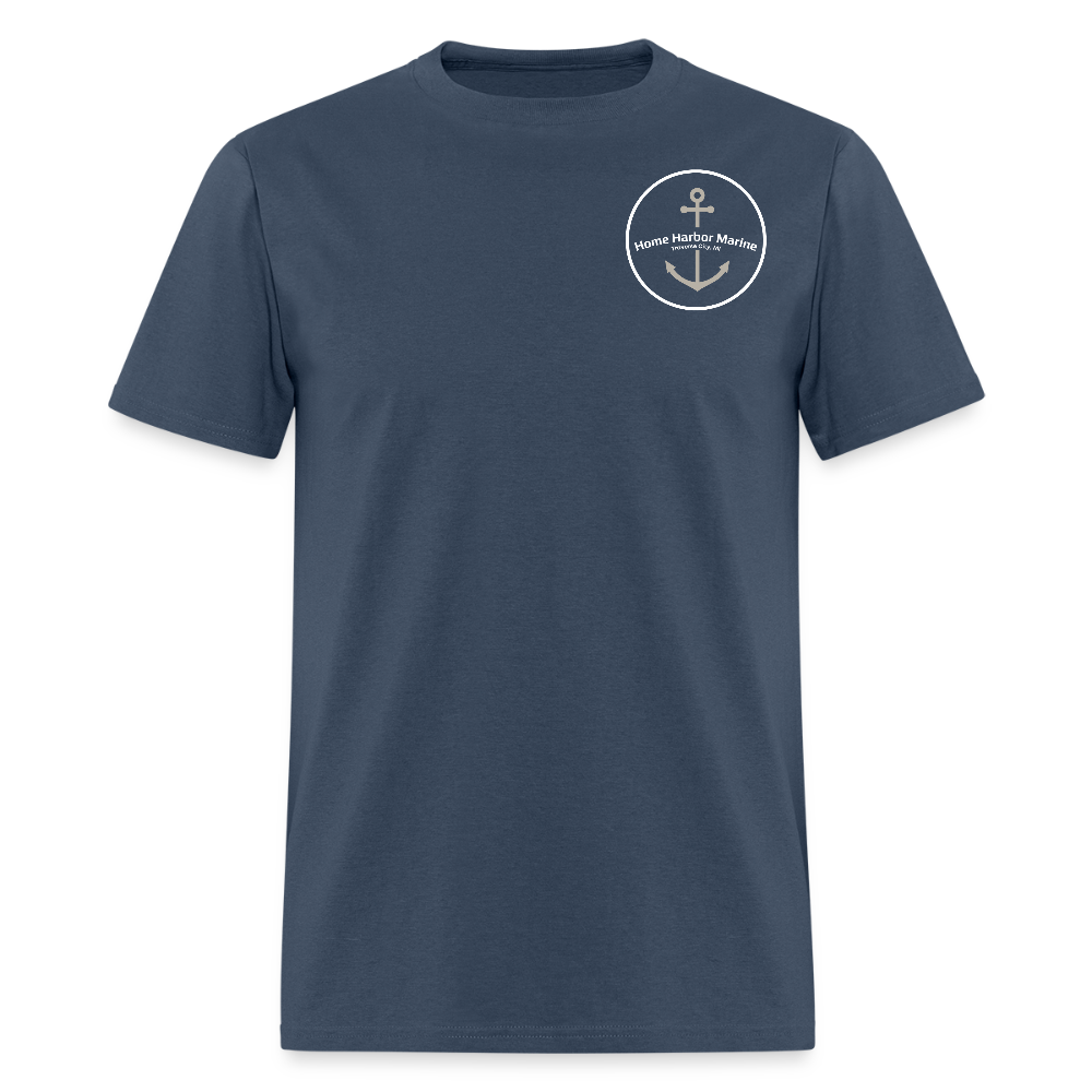 Lake Charlevoix Marina T-Shirt | Michigan Inland Water Heritage -  blue dusk