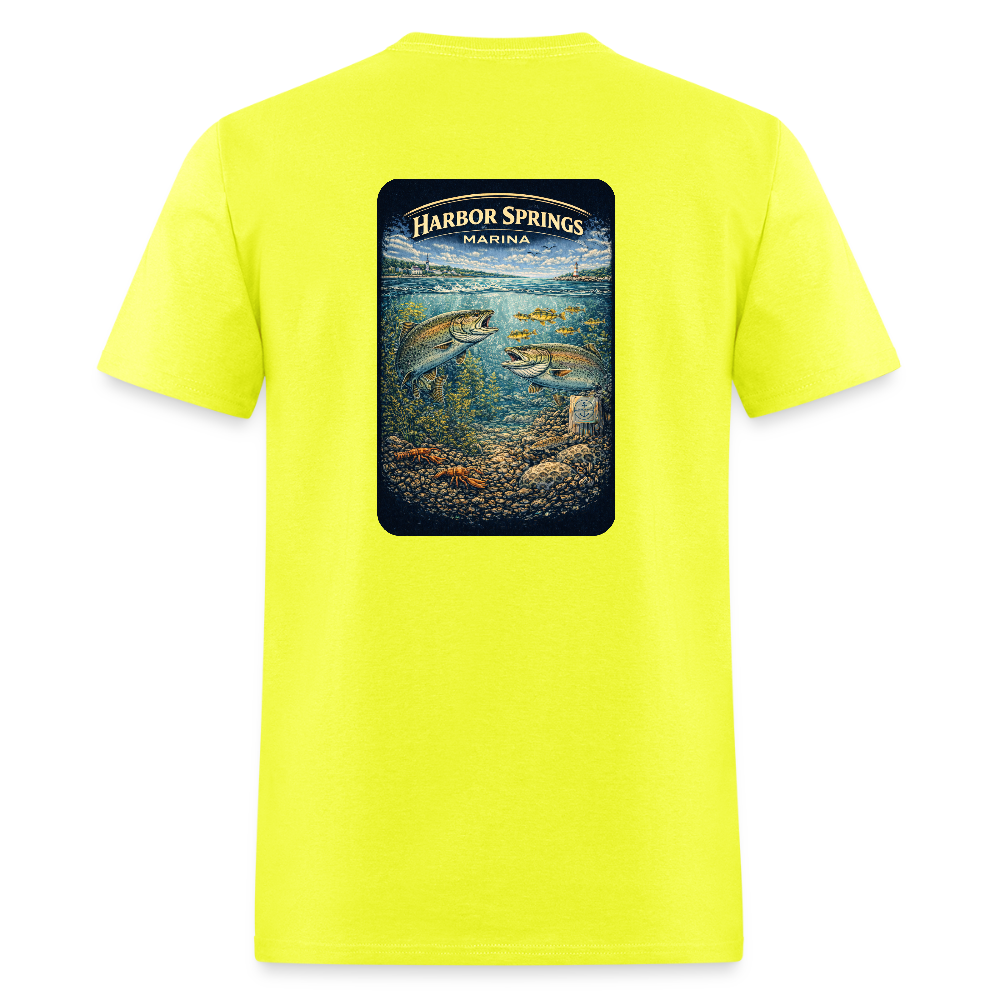 Harbor Springs Marina T-Shirt | Michigan Marina Series - safety green