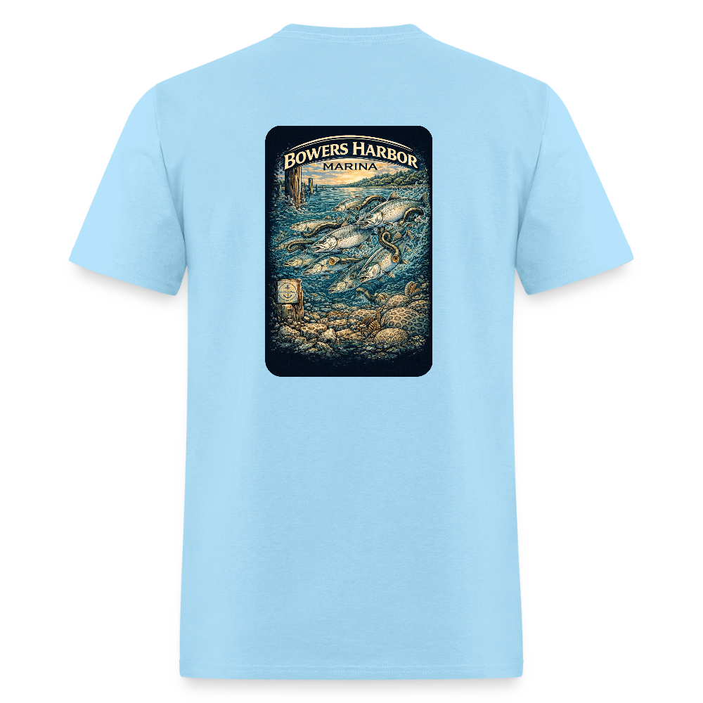 Bowers Harbor Marina T-Shirt | Lake Michigan Coastal Heritage - powder blue