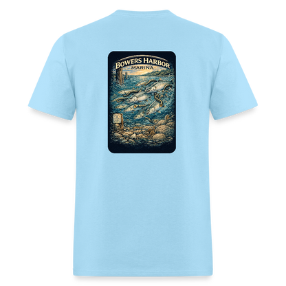 Bowers Harbor Marina T-Shirt | Lake Michigan Coastal Heritage - powder blue