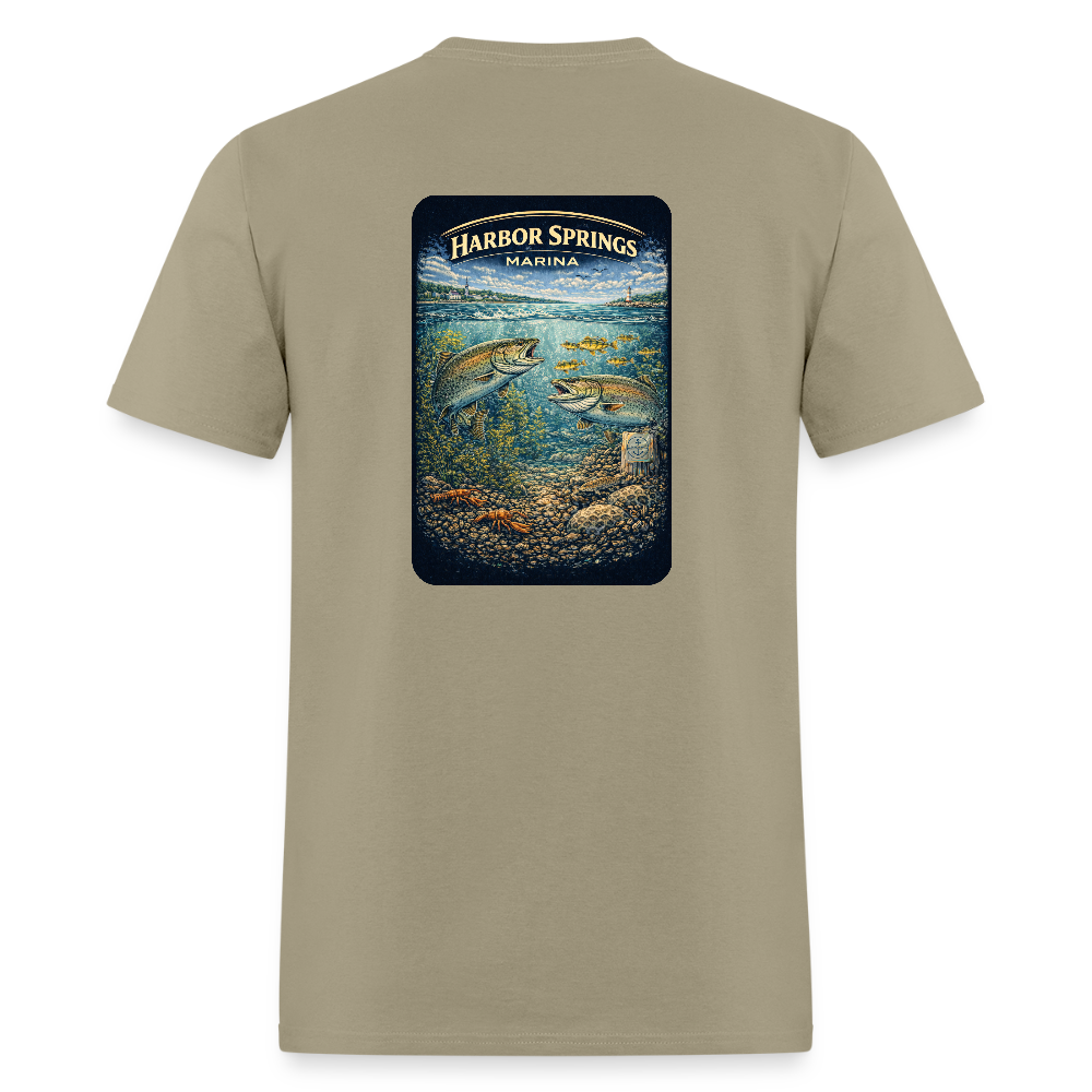 Harbor Springs Marina T-Shirt | Michigan Marina Series - khaki