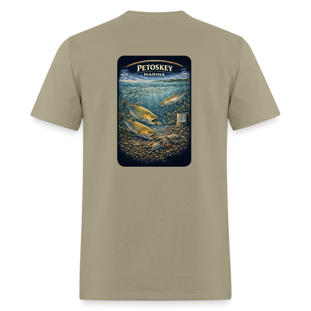 Petoskey Marina T-Shirt | Michigan Marina Series - khaki