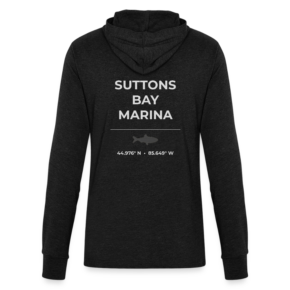 SUTTONS BAY MARINA LONG SLEEVE HOODED TEE - heather black