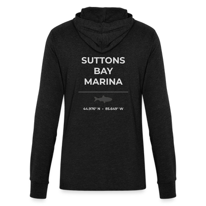 SUTTONS BAY MARINA LONG SLEEVE HOODED TEE - heather black